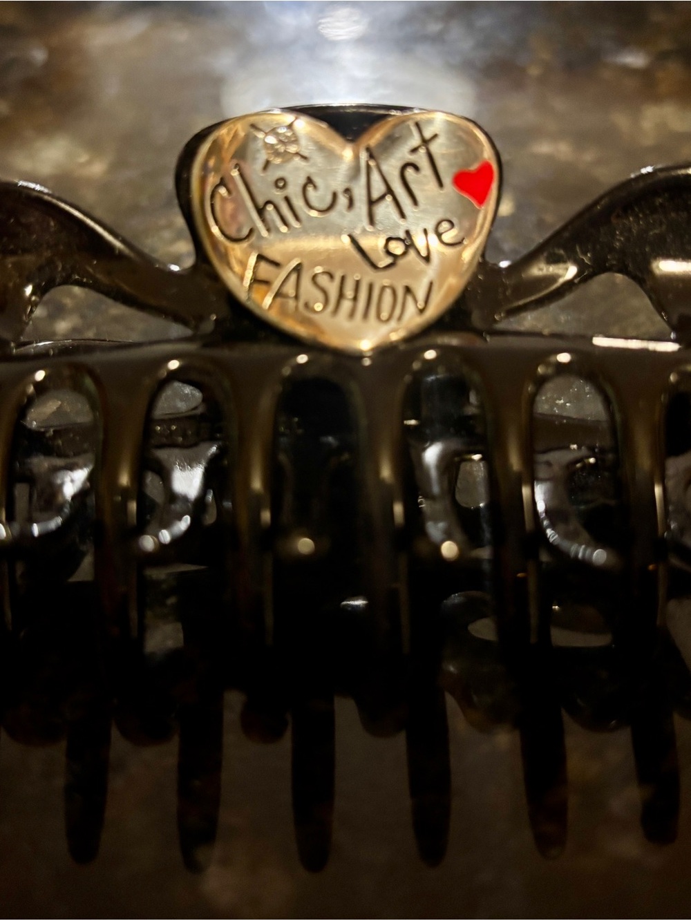 Retired BRIGHTON Fashionista Black Claw Clip Silver Heart CHIC ART LOVE FASHION - Picture 7 of 7